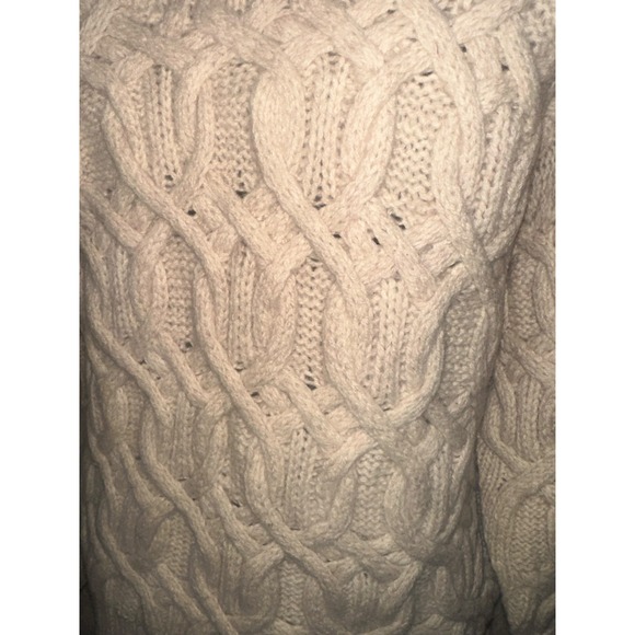 Vintage American Eagle Cream Cable Knit Crew Neck Sweater Chunky Knit Textured - Picture 4 of 10